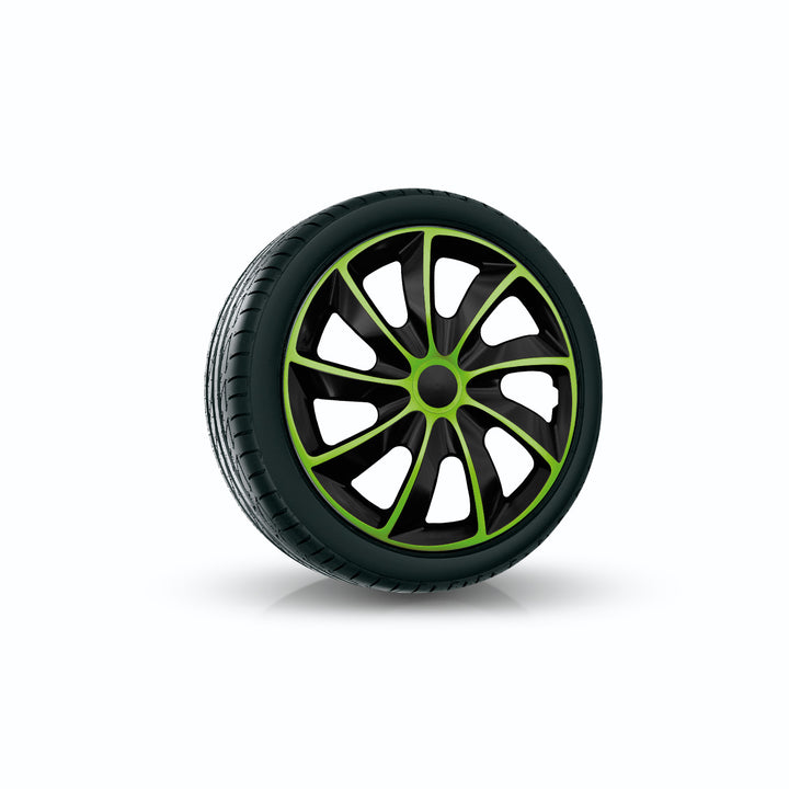 NRM Quad Bicolor - Enjoliveurs 17" - Jeu de 4 pièces / Plastique - Vert/Noir