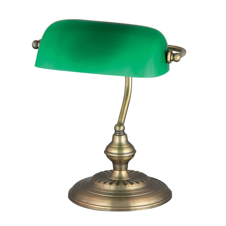RABALUX BANK 4038 metalen tafellamp met groene glazen kap