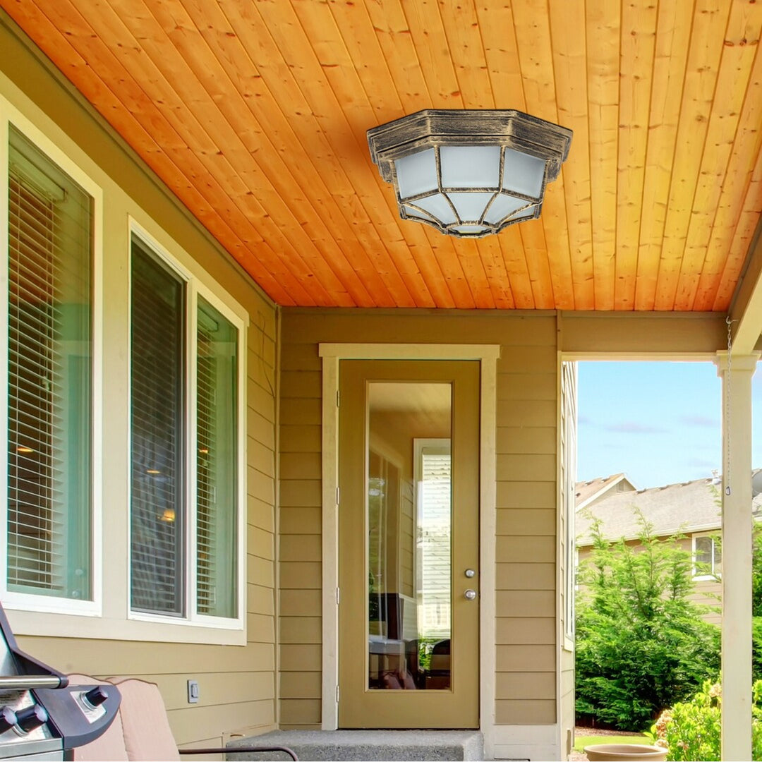 Rabalux milano buiten plafondlamp 8376 metaal en glazen kap