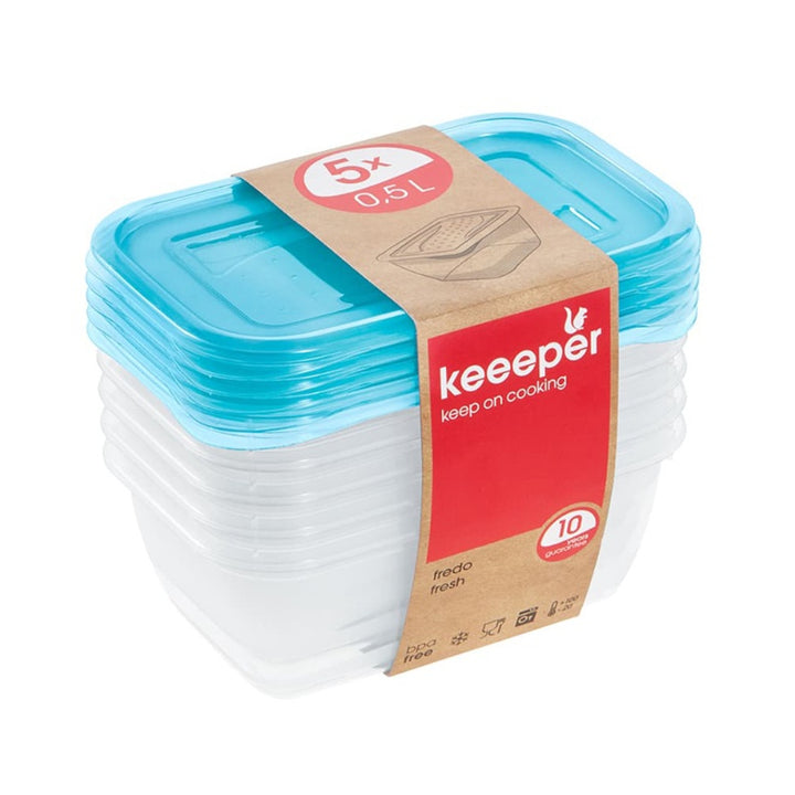 Set van 5 x 0,5l Keeeper Fredo Fresh voedselopslagcontainers