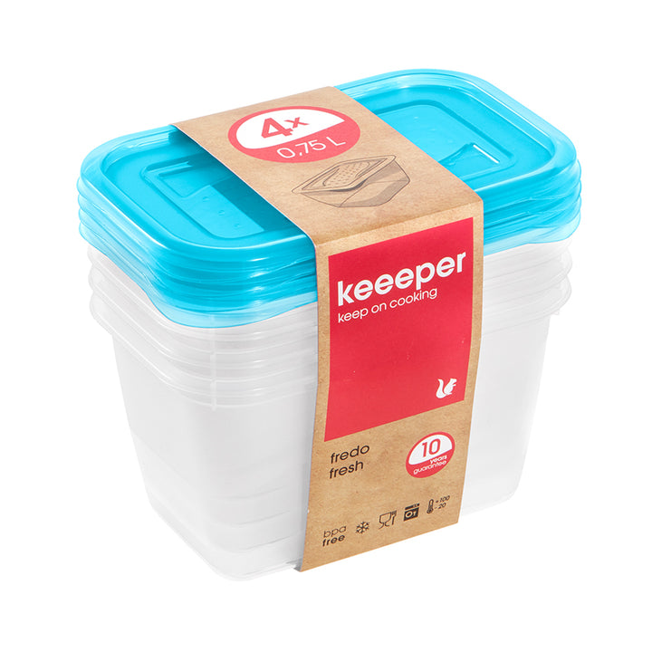 Set van 4 x 0,75l Keeeper Fredo Fresh voedselopslagcontainers