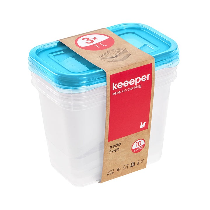 Set van 3 x 1l Keeeper Fredo Fresh voedselopslagcontainers