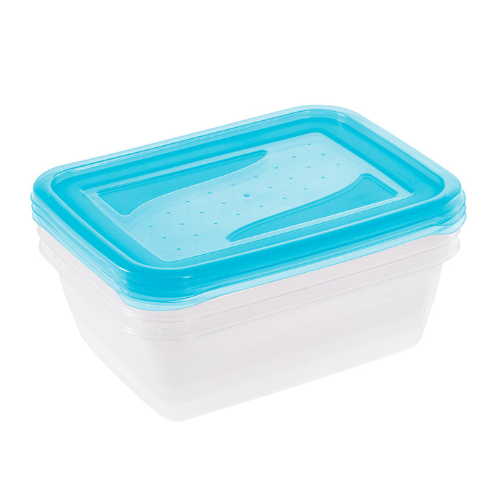 Keeeper Fredo Fresh - Vershouddoos / Vershouddozen - Transparent /blauw  - Set van 3 stuks - 20x15x06 -  1.25 L