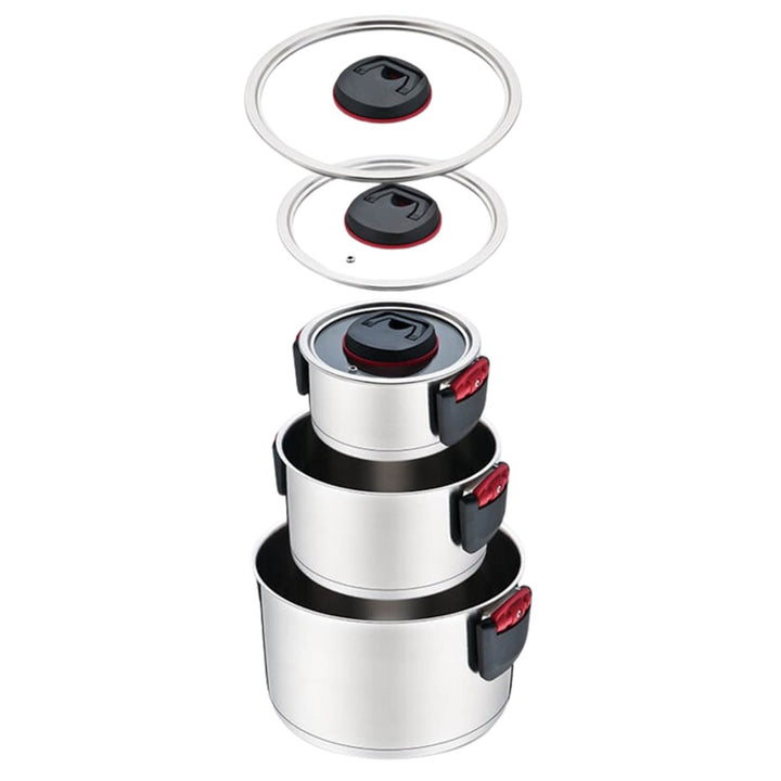 Maestro MR-3530-6 steelpannenset 6 stuks roestvrij staal greepmateriaal kunststof