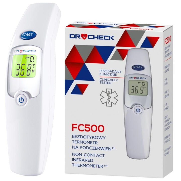 Dr Check FC500 Elektrische koortsthermometer Infrarood Thermometer Voorhoofdthermometer contactloze Digitale oppervlakte thermometer van 0°C tot 100,0°C LCD-scherm