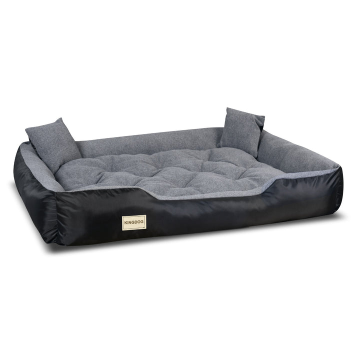 Fleece slijtvast hondenbed 115 x 95 cm afwasbaar zwart twee gratis kussens