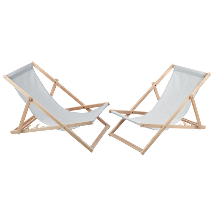 Set van 2 WOODOK beukenhouten ligstoelen - lichte askleur