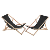 Set van 2 WOODOK beukenhouten ligstoelen - kleur zwart