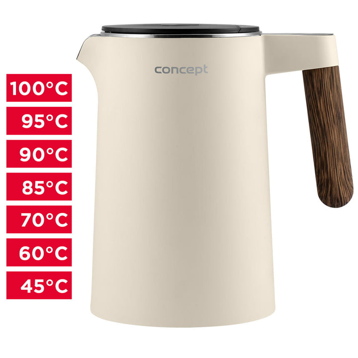 Concept Norwood - Waterkoker 1.5L - Temperatuurregeling / KEEP WARM functie - 1850-2200 W (vanille)