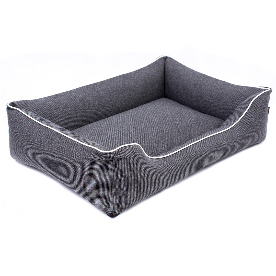 Sofa Mallorca Comfort hondenbed in donkergrijs met witte bies 80x60 cm