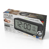Adler batterij wekker, zwart, AD1195b verlicht display