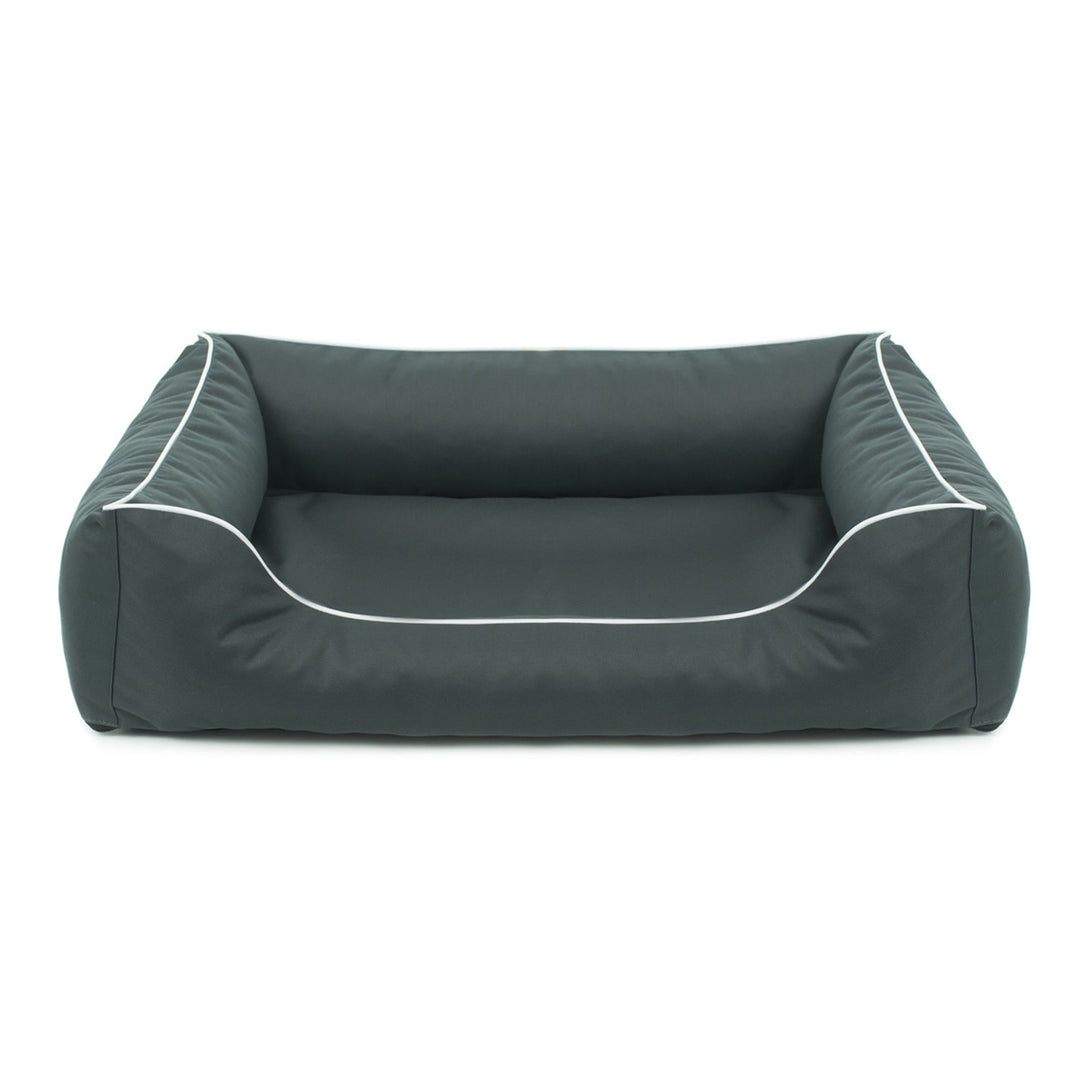 Valencia Orthopedisch hondenbed in donkergrijs met witte bies 65x50 cm