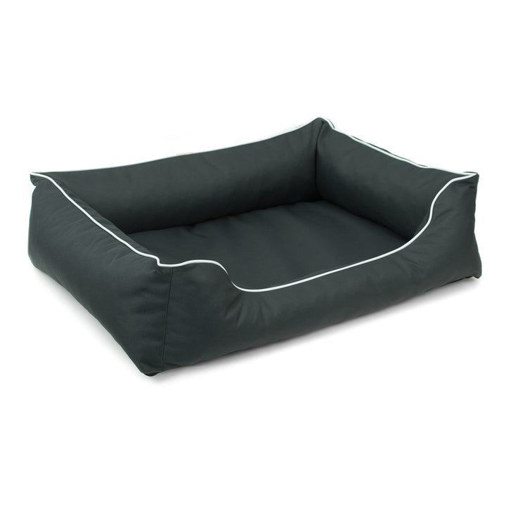 Valencia Orthopedisch hondenbed in donkergrijs met witte bies 65x50 cm