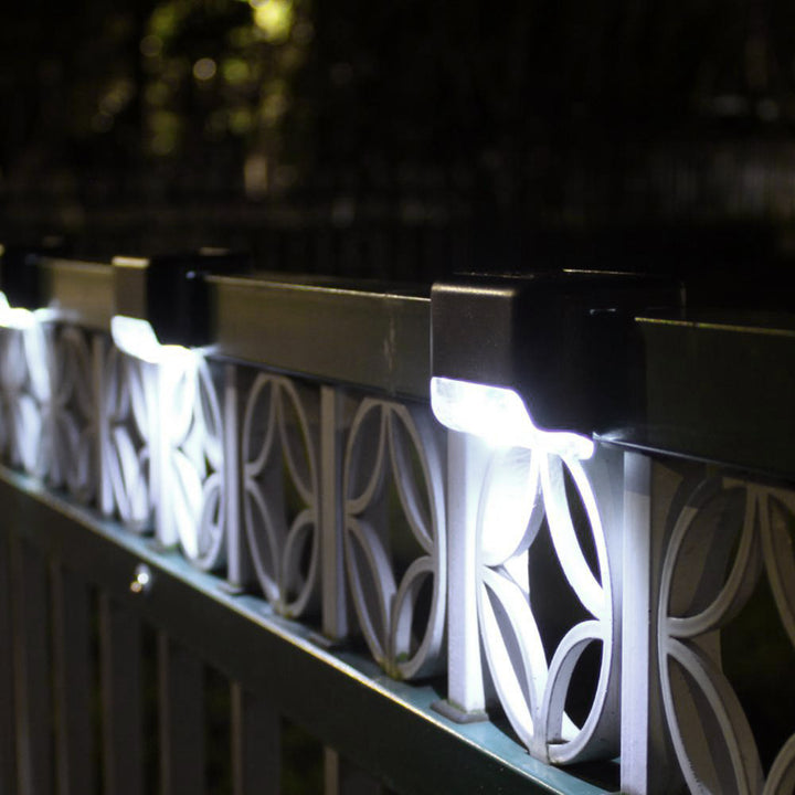 8x Maclean LED traplamp op zonne-energie IP44, 4000K, Ni-MH 100 mAh, 80x45x45mm, schemersensor MCE319