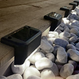 8x Maclean LED traplamp op zonne-energie IP44, 4000K, Ni-MH 100 mAh, 80x45x45mm, schemersensor MCE319
