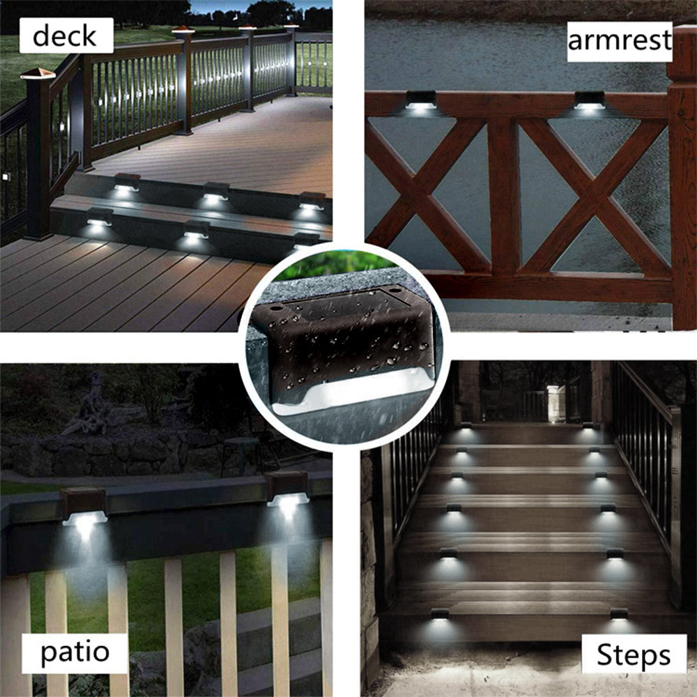 8x Maclean LED traplamp op zonne-energie IP44, 4000K, Ni-MH 100 mAh, 80x45x45mm, schemersensor MCE319
