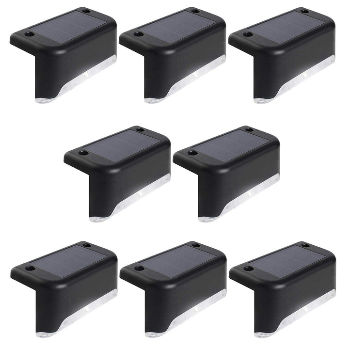 8x Maclean LED traplamp op zonne-energie IP44, 4000K, Ni-MH 100 mAh, 80x45x45mm, schemersensor MCE319
