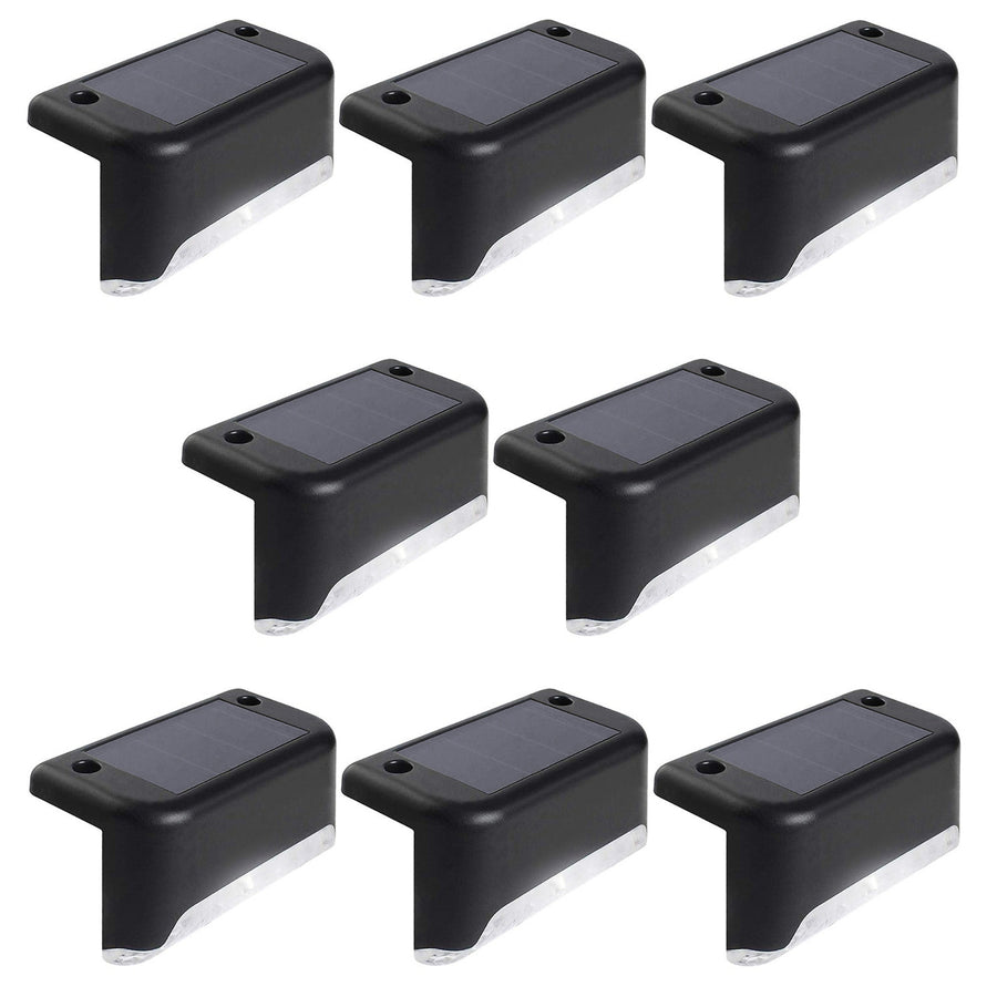 8x Maclean LED traplamp op zonne-energie IP44, 4000K, Ni-MH 100 mAh, 80x45x45mm, schemersensor MCE319
