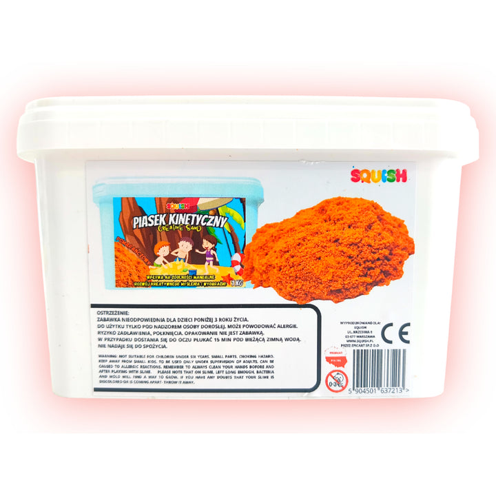 Squish Creatief Zand Kinetisch Zand Creatief Zand 1kg Speelzand Creatieve Set Zandspeelgoed Geschikt voor kinderen vanaf 3 jaar (Oranje)