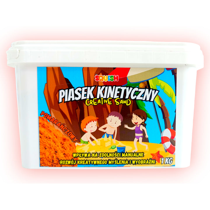 Squish Creatief Zand Kinetisch Zand Creatief Zand 1kg Speelzand Creatieve Set Zandspeelgoed Geschikt voor kinderen vanaf 3 jaar (Oranje)