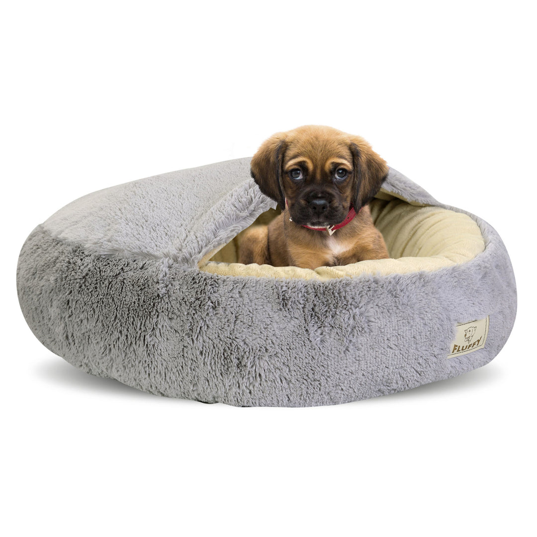 Lit pour chat/chien doux et confortable FLUFFY en gris clair dia. 70 cm