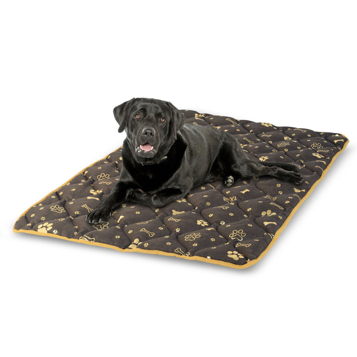 AIO - Tapis pour animaux / Tapis de lit pour chien - 100 x 70 cm imperméable - Bones Gold