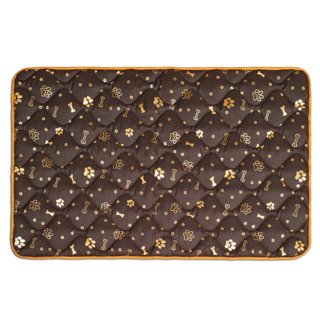 AIO - Tapis pour animaux / Tapis de lit pour chien - 100 x 70 cm imperméable - Bones Gold