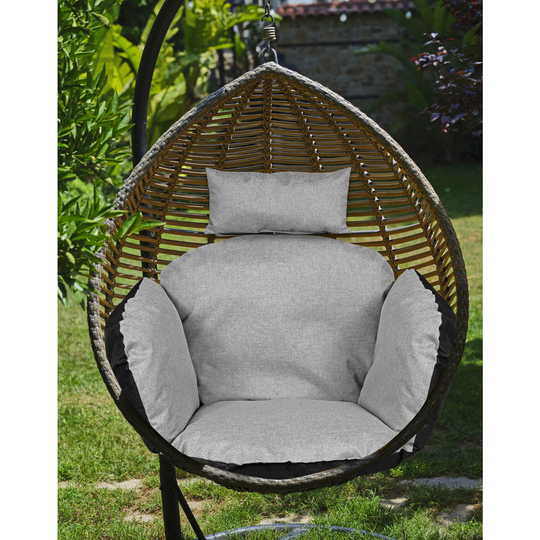 AIO - Coussin de jardin - nid de cigogne pour fauteuil suspendu - imperméable - 112x113cm - Gris