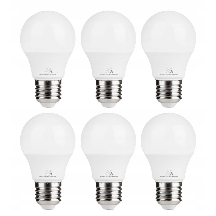 6x Maclean LED-lamp, E27, 9W, 220-240V AC, WW warmwit, 3000K, 920lm, MCE273