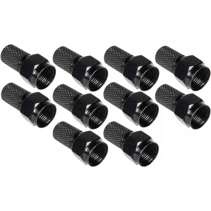 10x prise satellite Maclean F, système TV, RG5.9, RG6, 6,8mm, nickel avec joint, professionnel, noir, MCTV-903