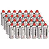28x 380ml Alpentech gascartridge, certificering: Pi 0875, conform EN521, butaan, werkbereik -10°C tot + 40°C, IK300