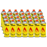 28x Alpen Camping 400ml gaspatroon. Certificaat: Pi 0875, voldoet aan EN417, isobutaan, werkgebied -10°c tot + 40°c, IK004
