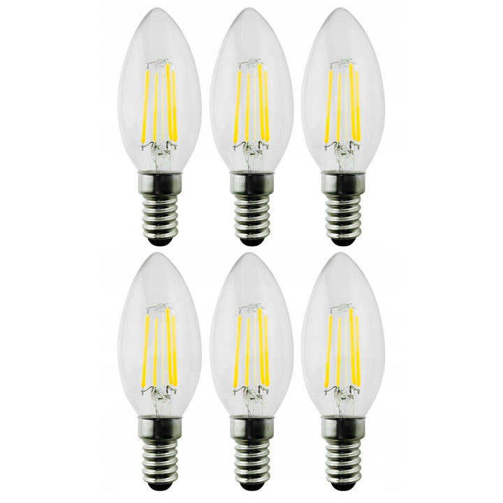 6x Maclean, Gloeidraad LED E14, 6W, 230V, WW warm wit 3000K, 806lm, Retro edison sierkaars C35, MCE286