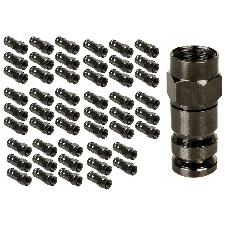 50x Maclean, F-connector, RG-6, professioneel, nikkel, zwart, MCTV-916