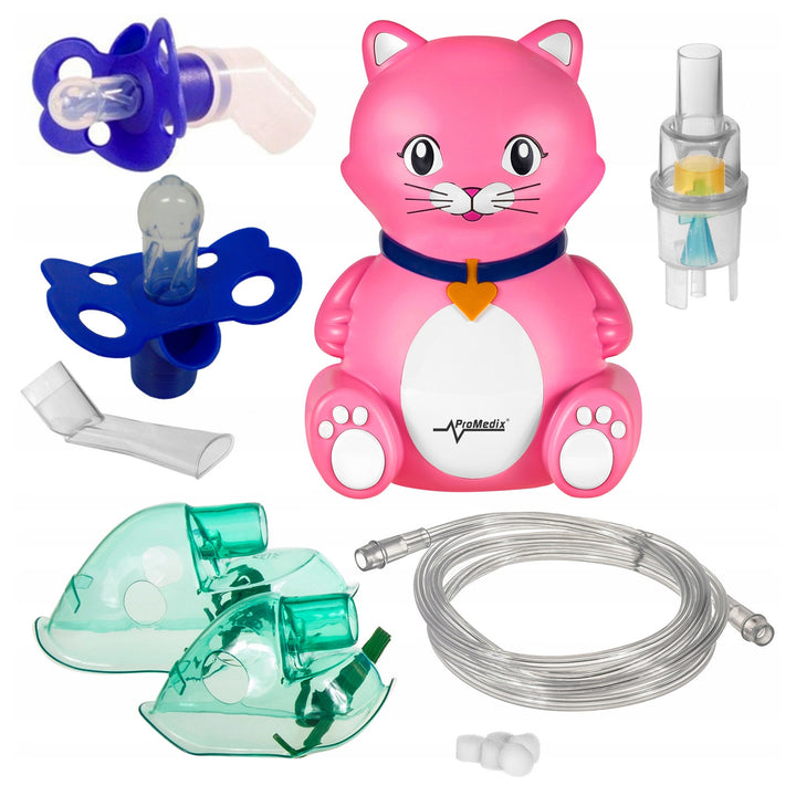 Promedix katteninhalator voor kinderen, set vernevelaar, maskers, filters, PR-816 + universele Gess speen voor inhalator