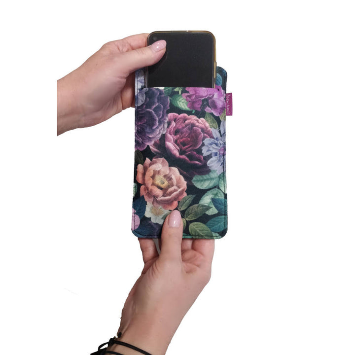 Étui pour smartphone Bertoni, en feutre écologique, 105x195 mm, motif bouquet, EE0026