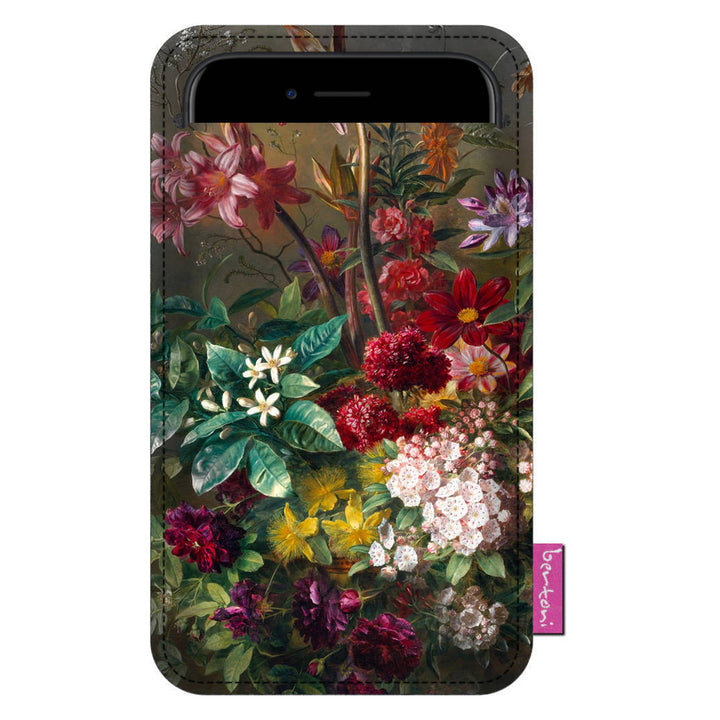 Bertoni smartphone case, in ecologisch vilt, 105x195 mm, boeket patroon, EE0026