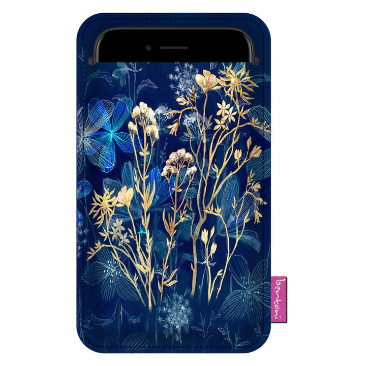 Bertoni EE0030 Smartphonehoes XXL Smartphone case in ecologisch vilt 105x195 mm, Midnight patroon Antraciet