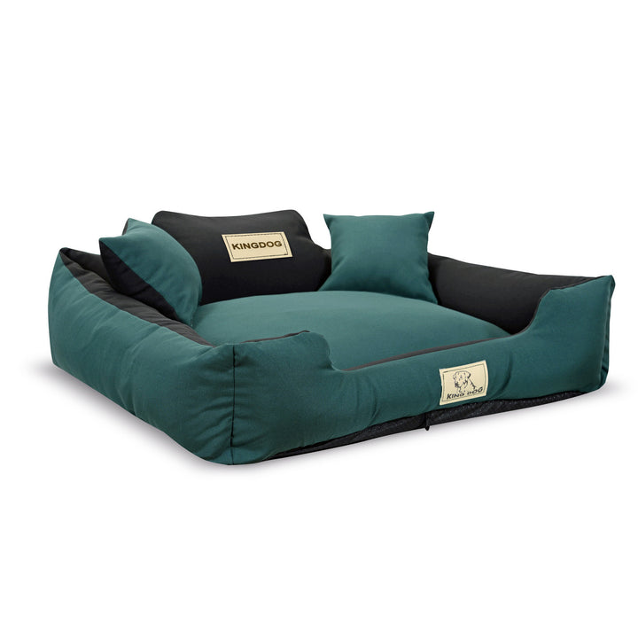 KingDog Panama Lit extensible pour animal domestique avec fermeture éclair MM43 Lit pour animal domestique amovible et lavable 100 % polyester Poids : 160 g/m² (taille extérieure : 75 x 65 cm/taille intérieure : 60 x 50 cm, vert)