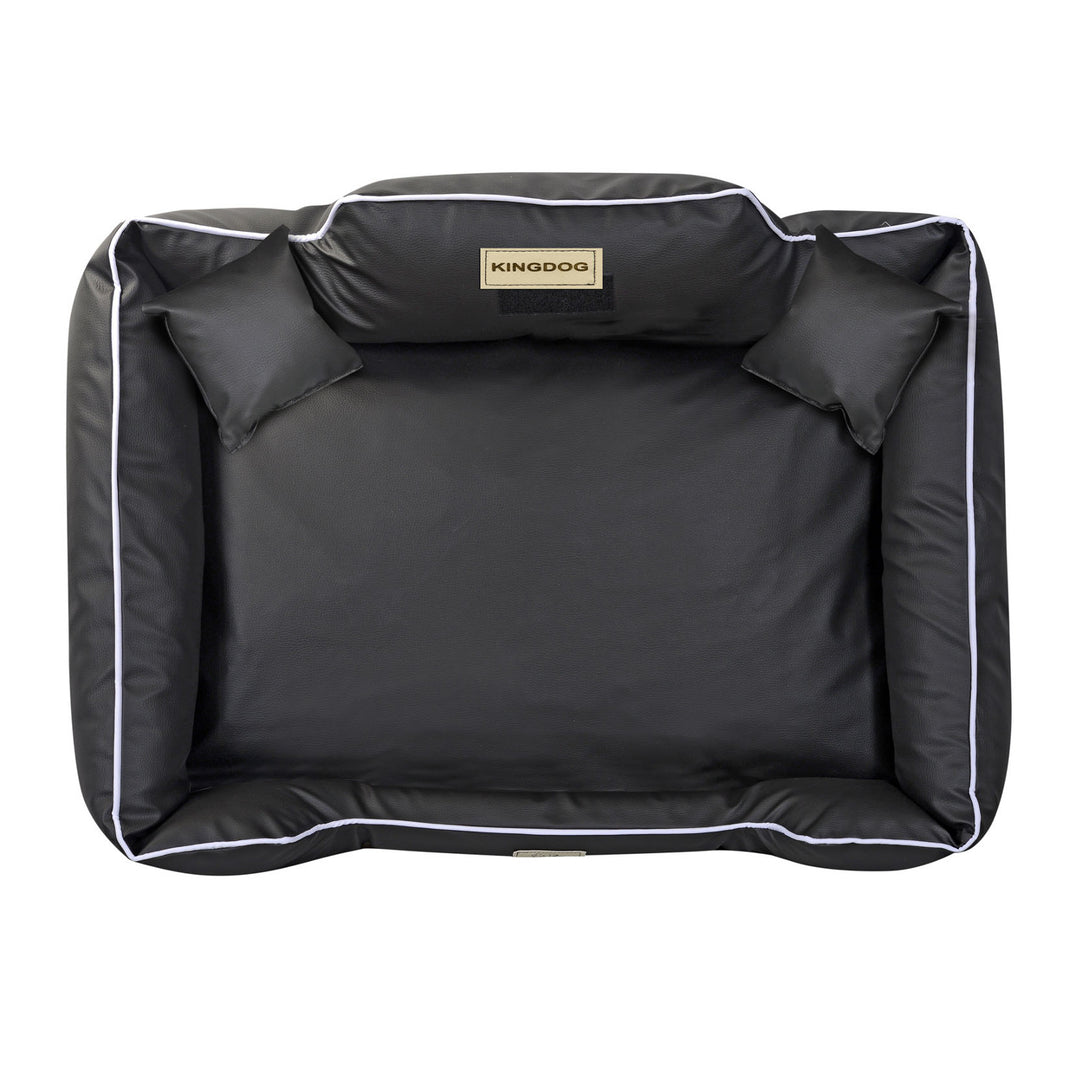 Hondenbed KINGDOG box 115x95 cm zwart eco-leer