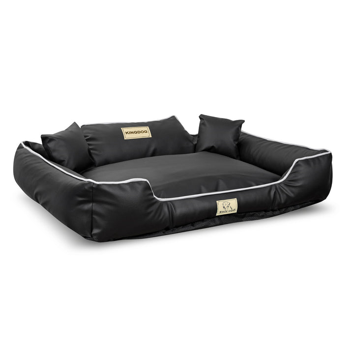 Hondenbed KINGDOG box 115x95 cm zwart eco-leer