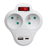Maclean-stopcontact, stekkerdoos met 2 stopcontacten en USB A/C 2,4 A, type E, 2x16 A, MCE336 E