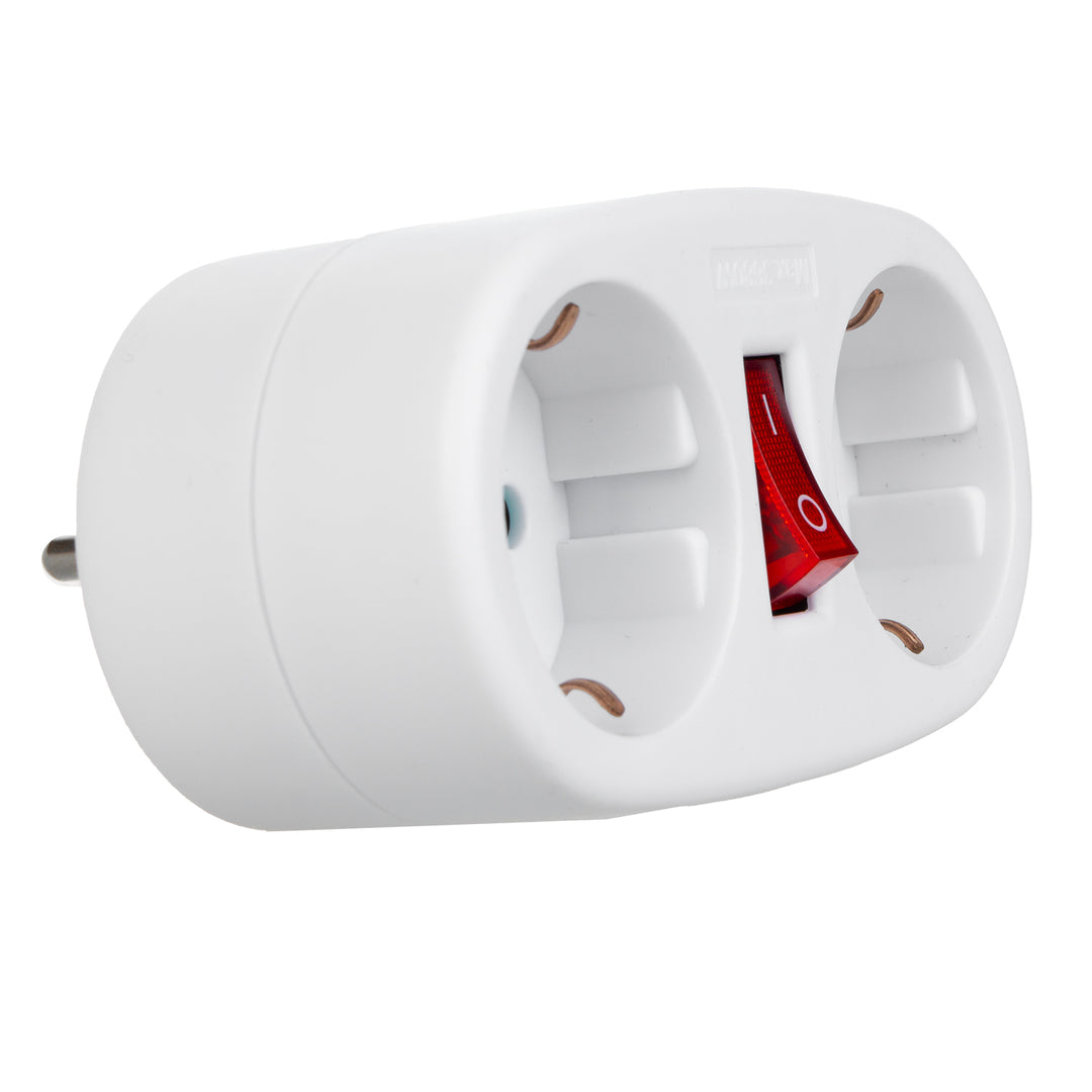 Maclean MCE338 Stopcontact Splitter met 2 stopcontacten en aardlekschakelaar Type F 2x16A