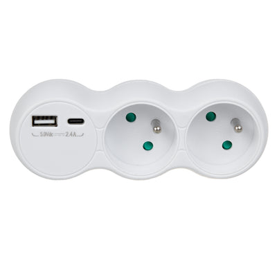 Maclean MCE339 Stopcontact 2 stopcontactsplitter 2x USB A/C Type E 2x16A