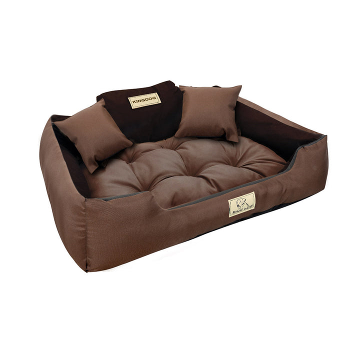 Hondenbed KINGDOG box 55x45cm waterproof bruin en zwart