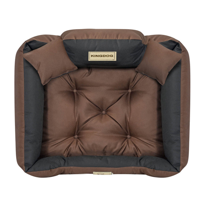 Hondenbed KINGDOG box 55x45cm waterproof bruin en zwart