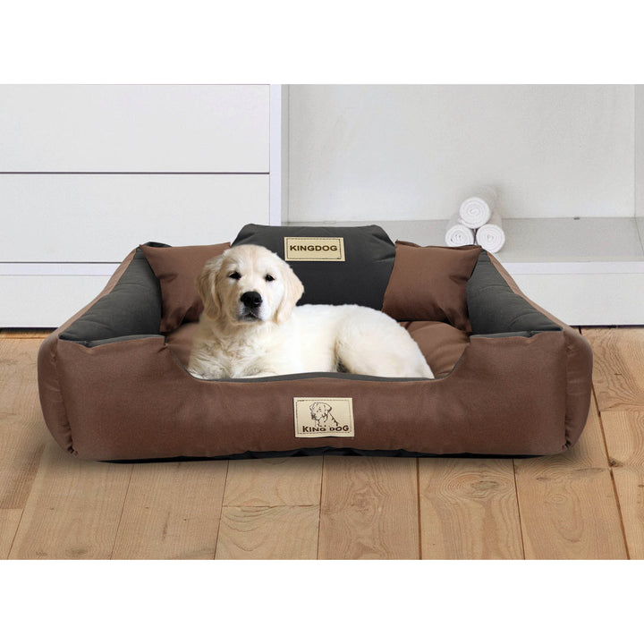 Hondenbed KINGDOG box 55x45cm waterproof bruin en zwart