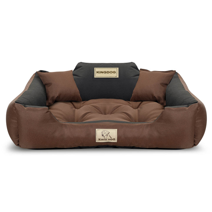 Hondenbed KINGDOG box 55x45cm waterproof bruin en zwart