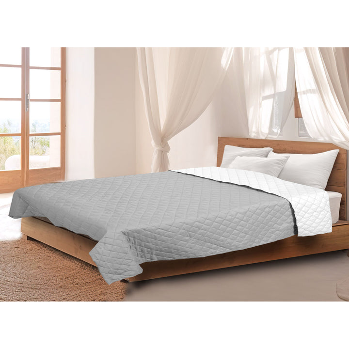 Medicline sprei, omkeerbaar, doorgestikt, grijs en wit, 160x200 cm