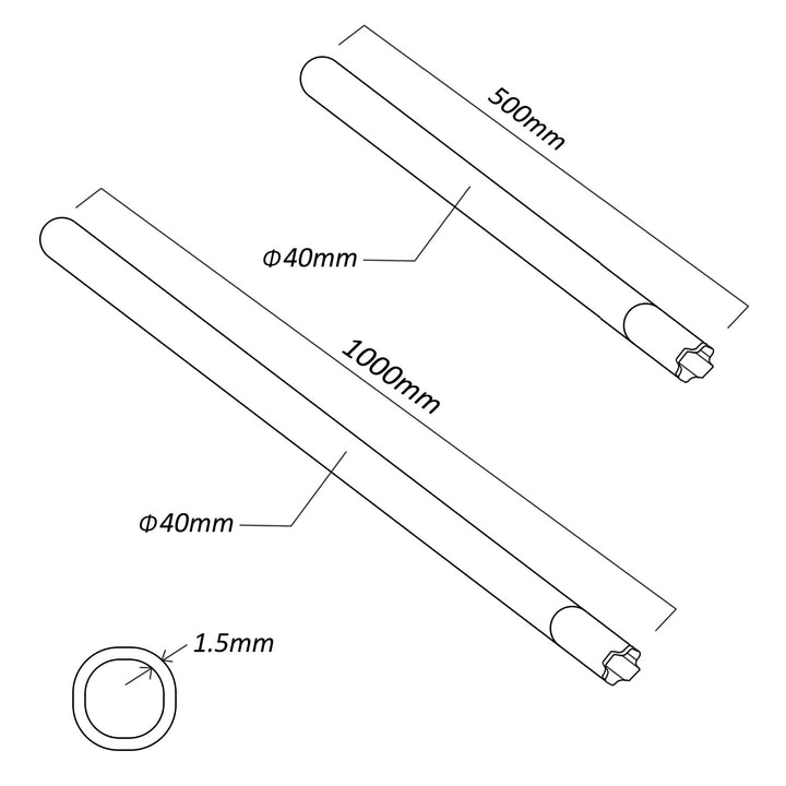 MCTV-931+MCTV-932 Verzinkt stalen antennemastenset met mogelijkheid tot verlenging Buisdiameter 40mm, buisdikte 1,5mm (lengte: 150cm (50 cm + 100cm))